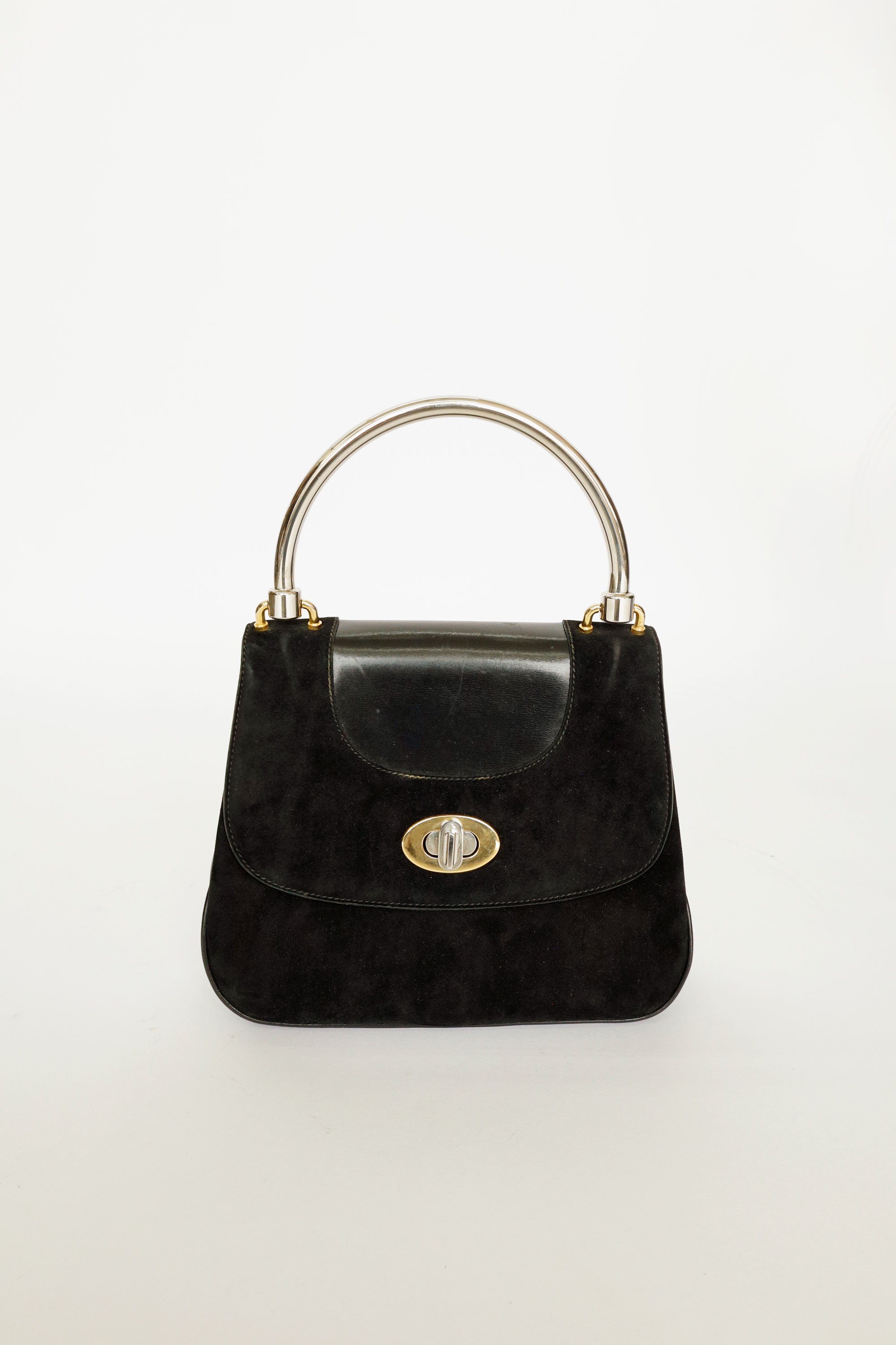 Gucci Handbag – Black Suede & Leather, Italy, c.1960s