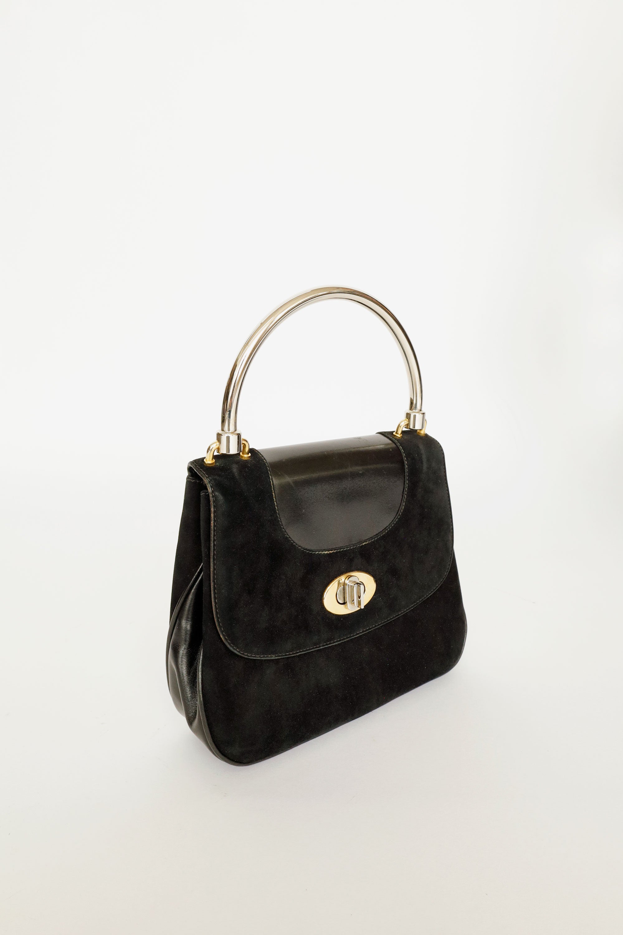 Gucci Handbag – Black Suede & Leather, Italy, c.1960s