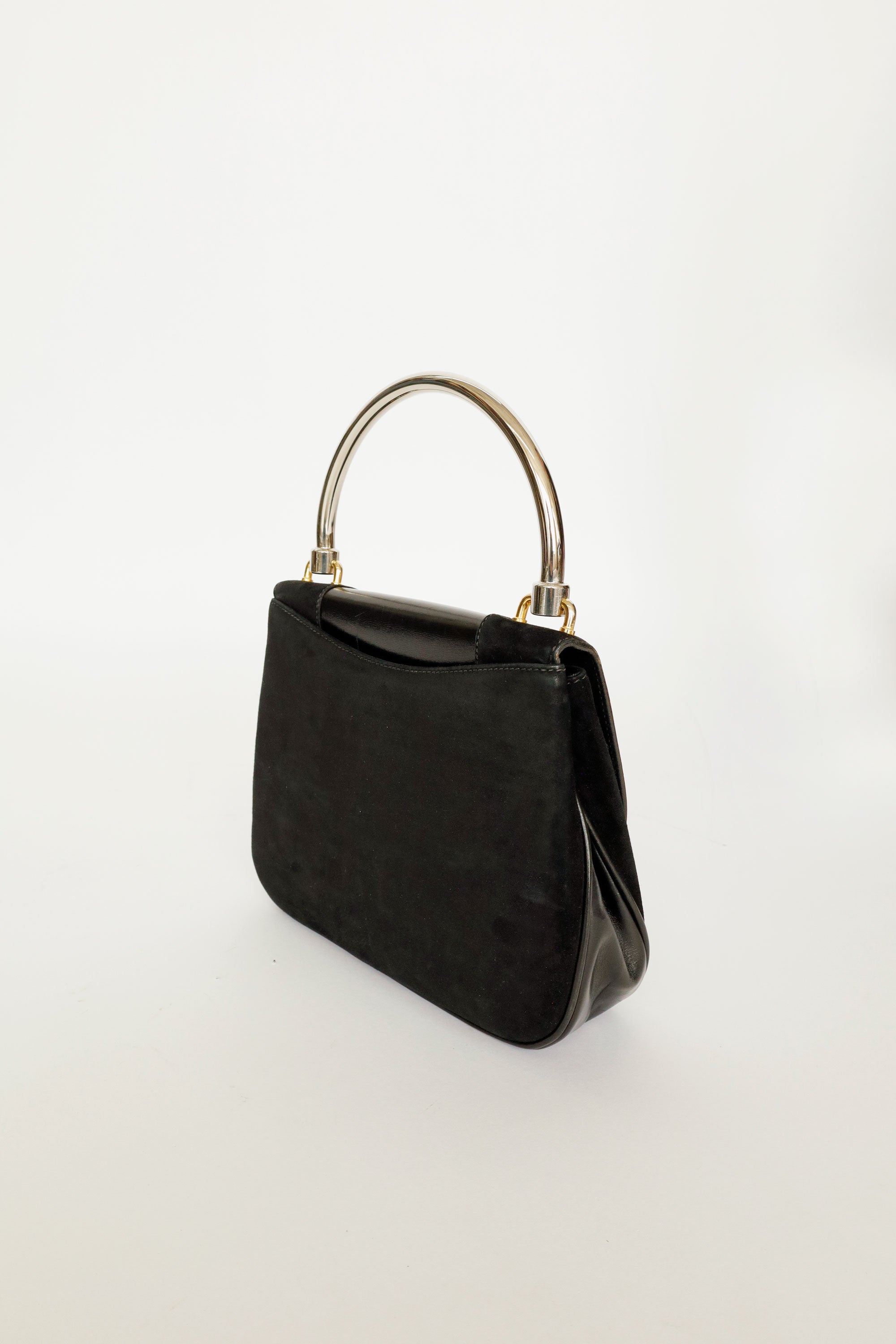 Gucci Handbag – Black Suede & Leather, Italy, c.1960s