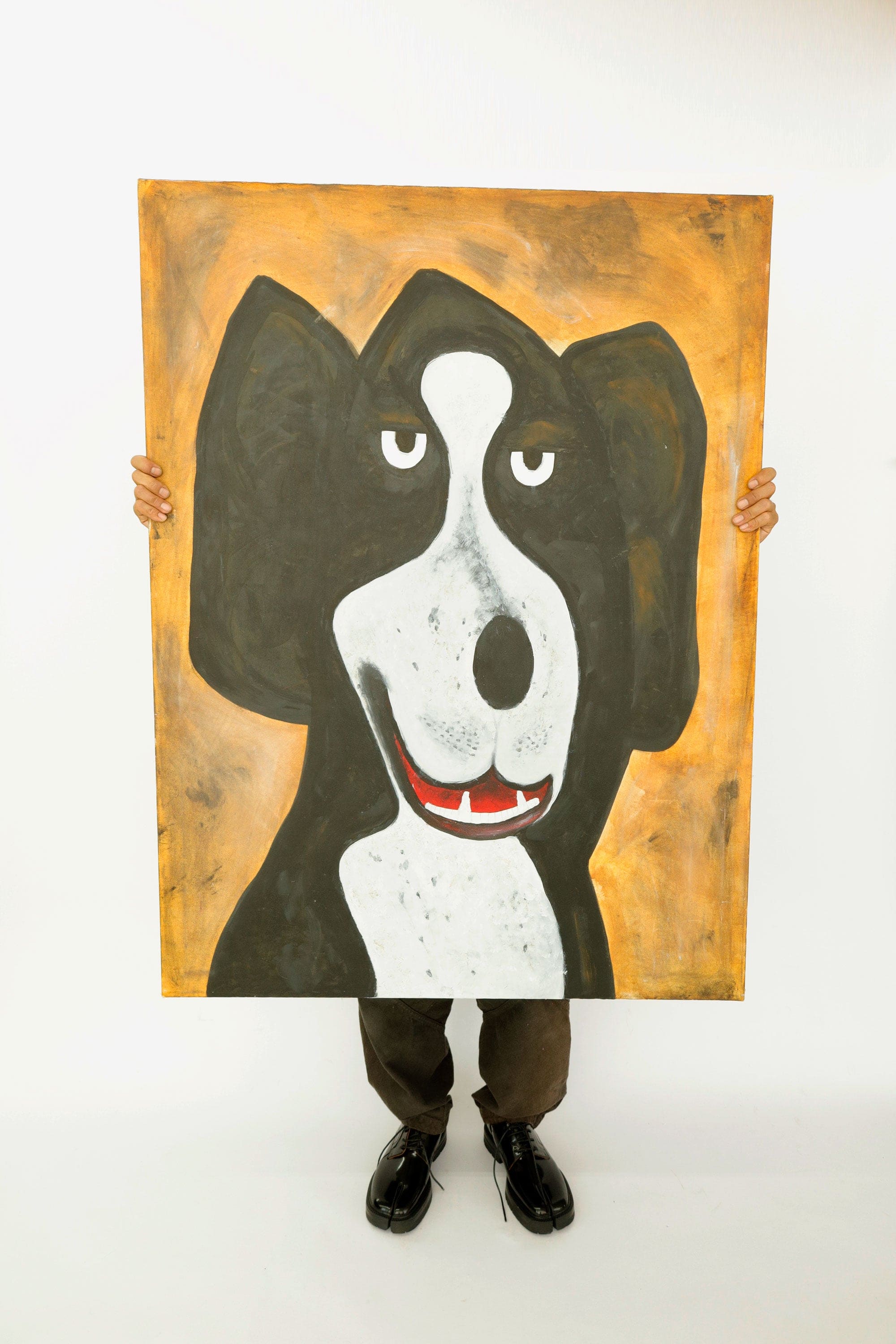 Untitled Dog Portrait – Acrylic on Canvas, Unknown Artist