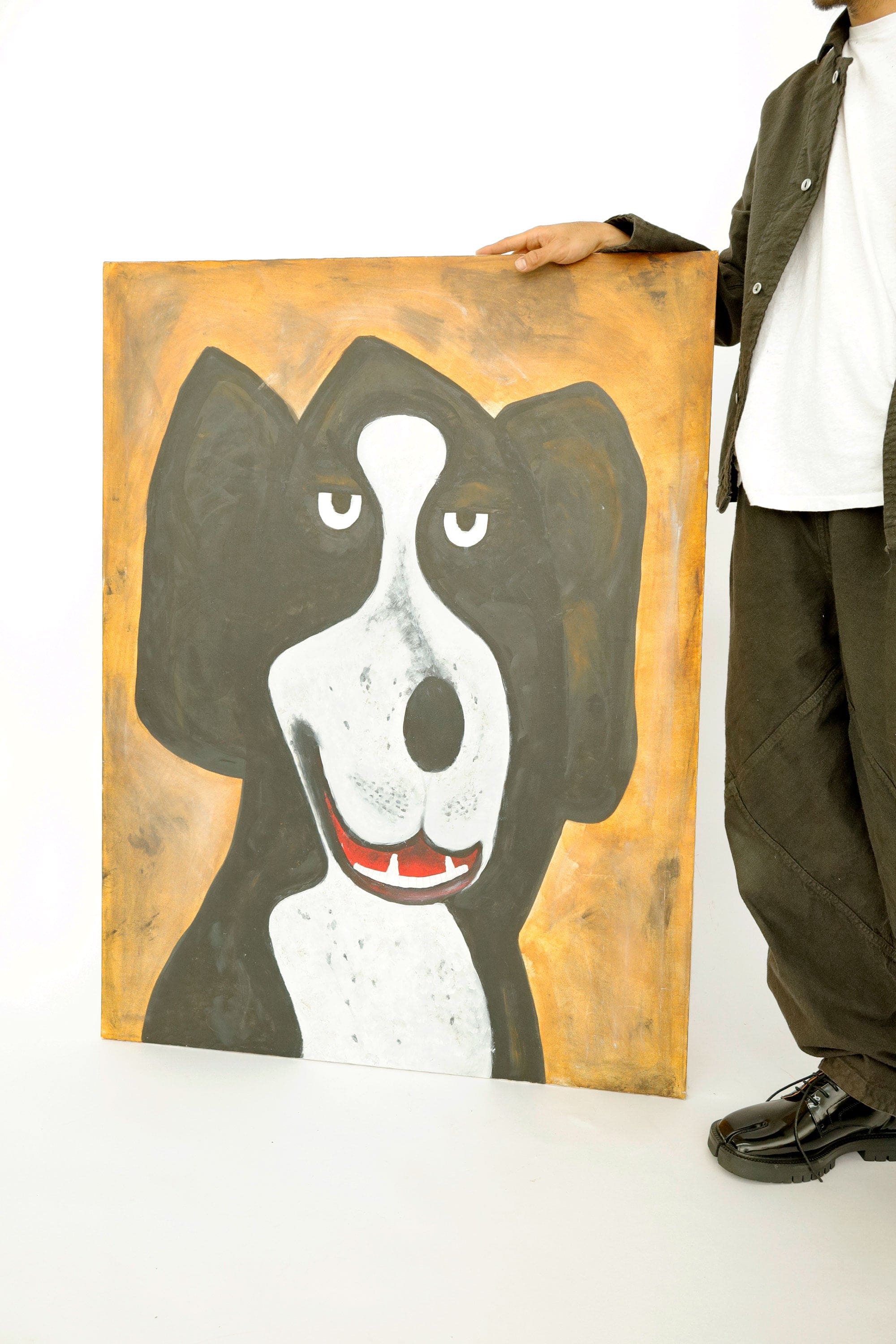 Untitled Dog Portrait – Acrylic on Canvas, Unknown Artist