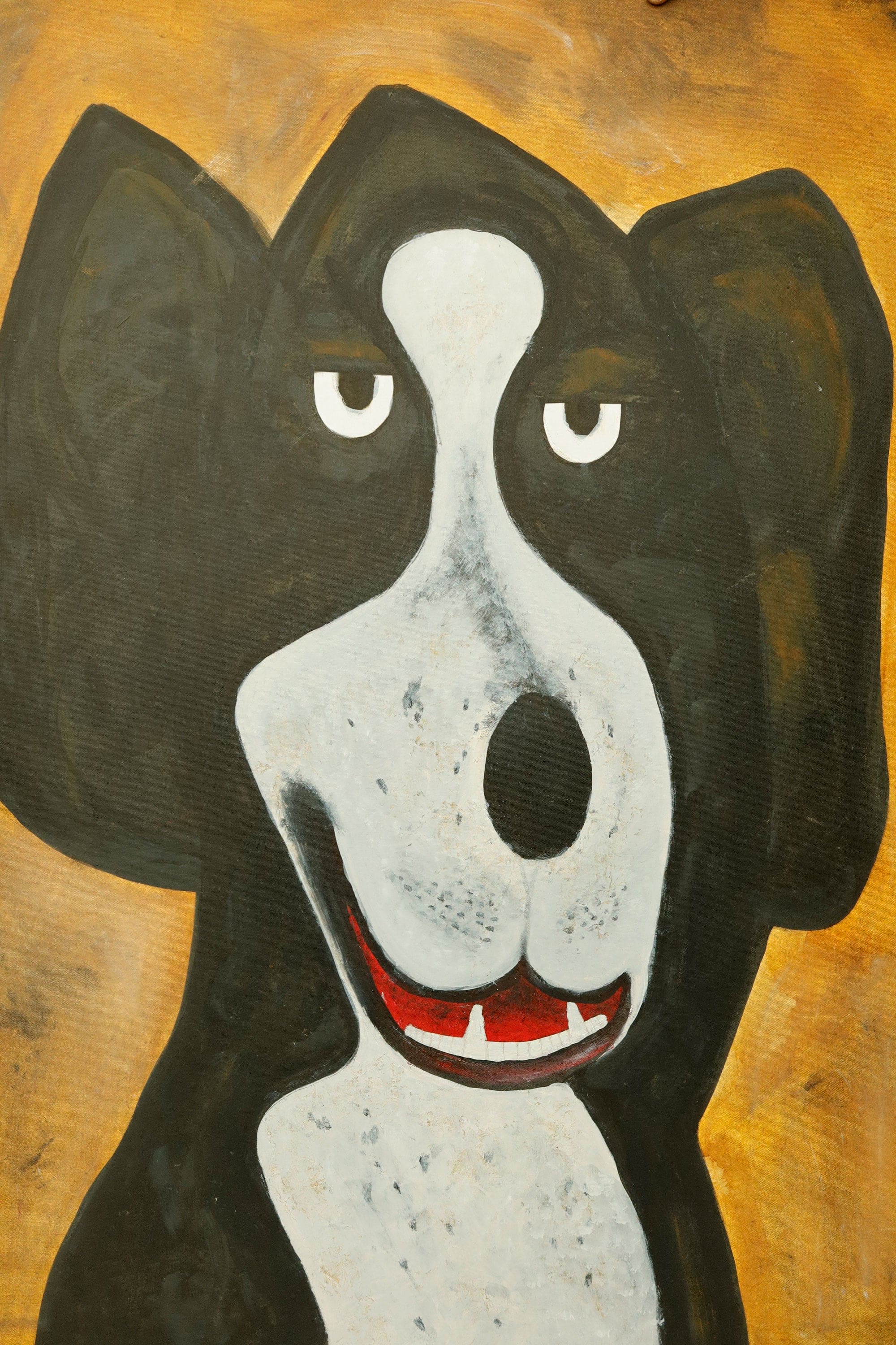 Untitled Dog Portrait – Acrylic on Canvas, Unknown Artist