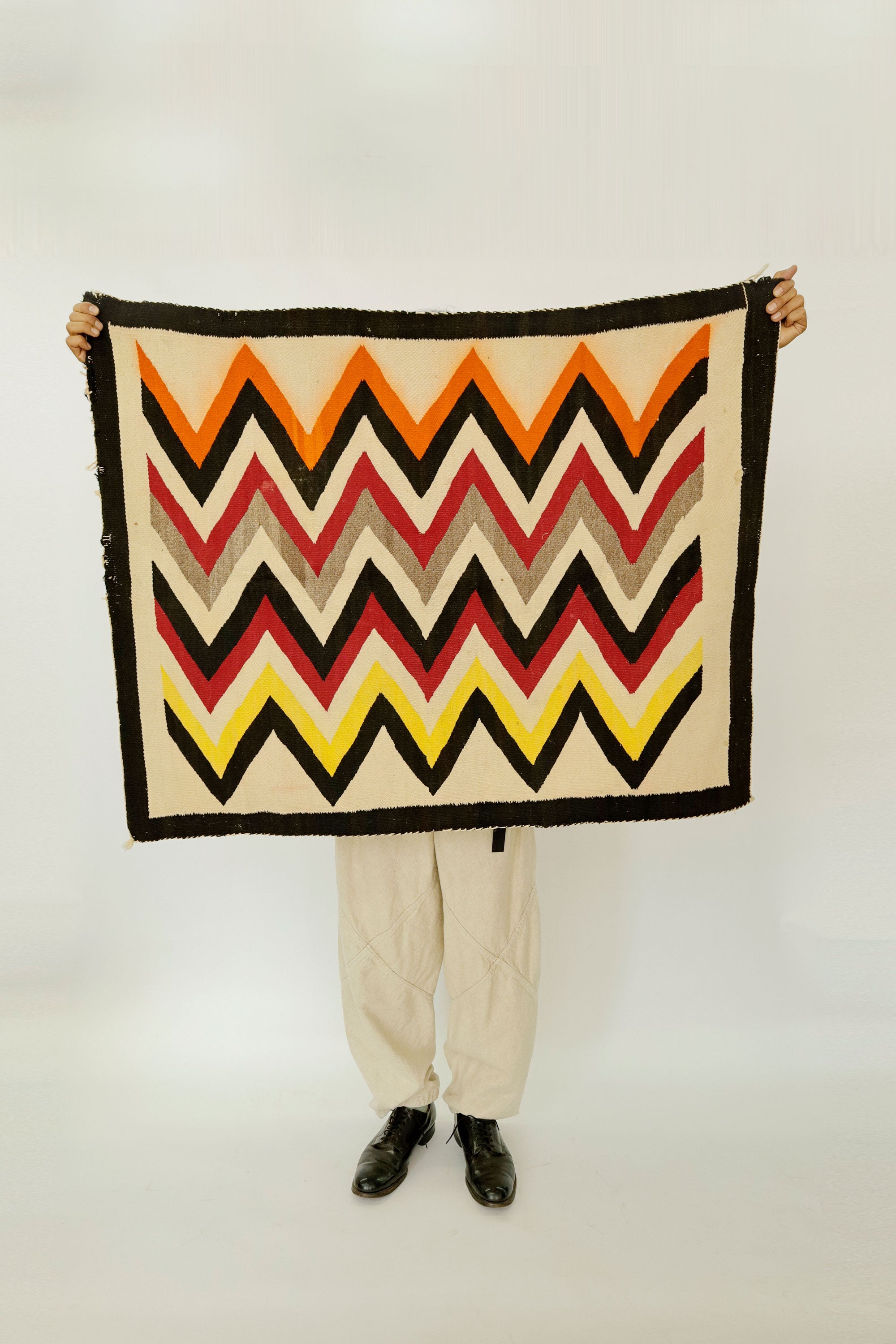Mid‑Century Navajo Lightning Rug – Southwest U.S., c. 1950s
