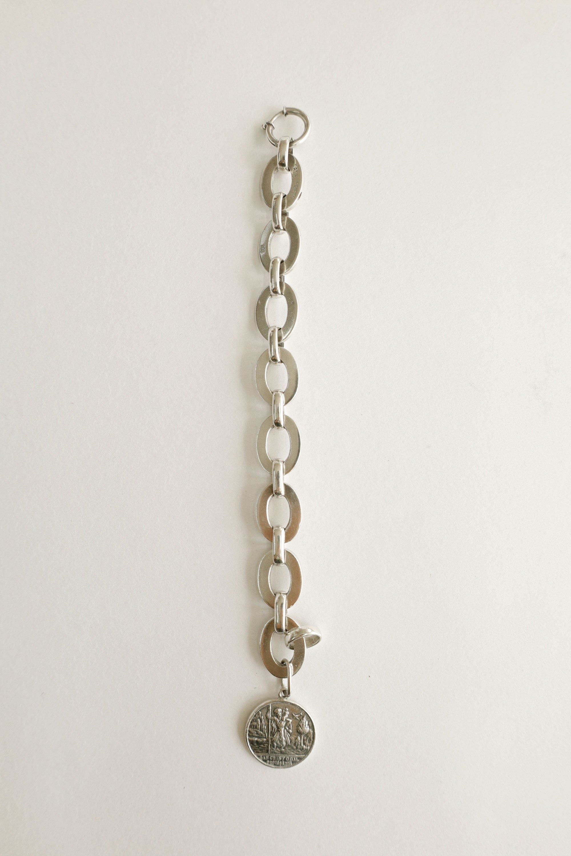 Oval Link Bracelet with San Cristóbal Medal – Casa Prieto, Mexico, c.1950s–60s