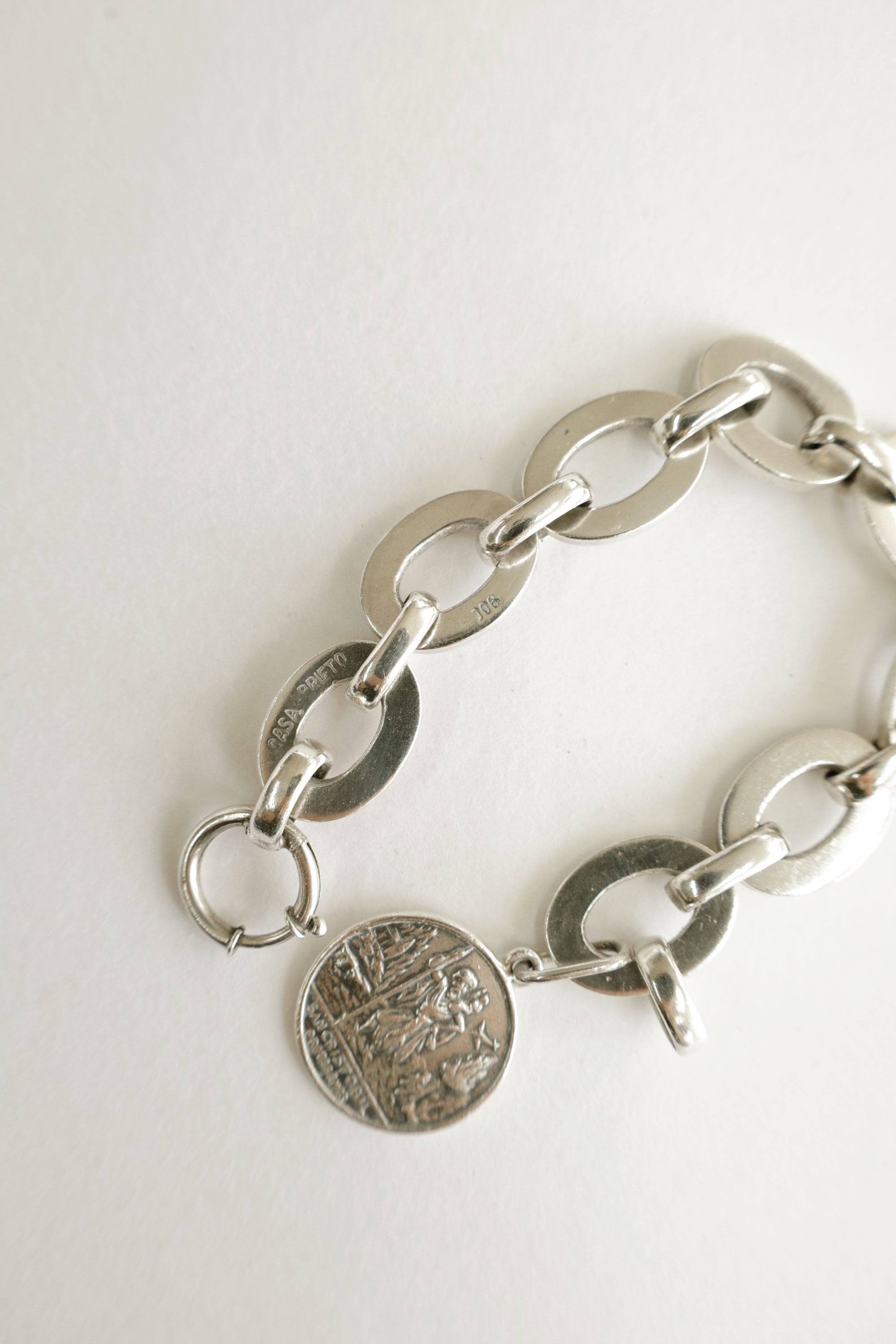 Oval Link Bracelet with San Cristóbal Medal – Casa Prieto, Mexico, c.1950s–60s