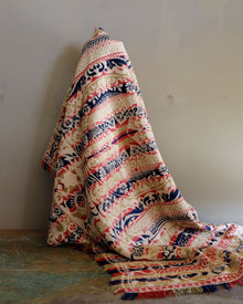  1800's Handwoven Tricolored Coverlet Blanket