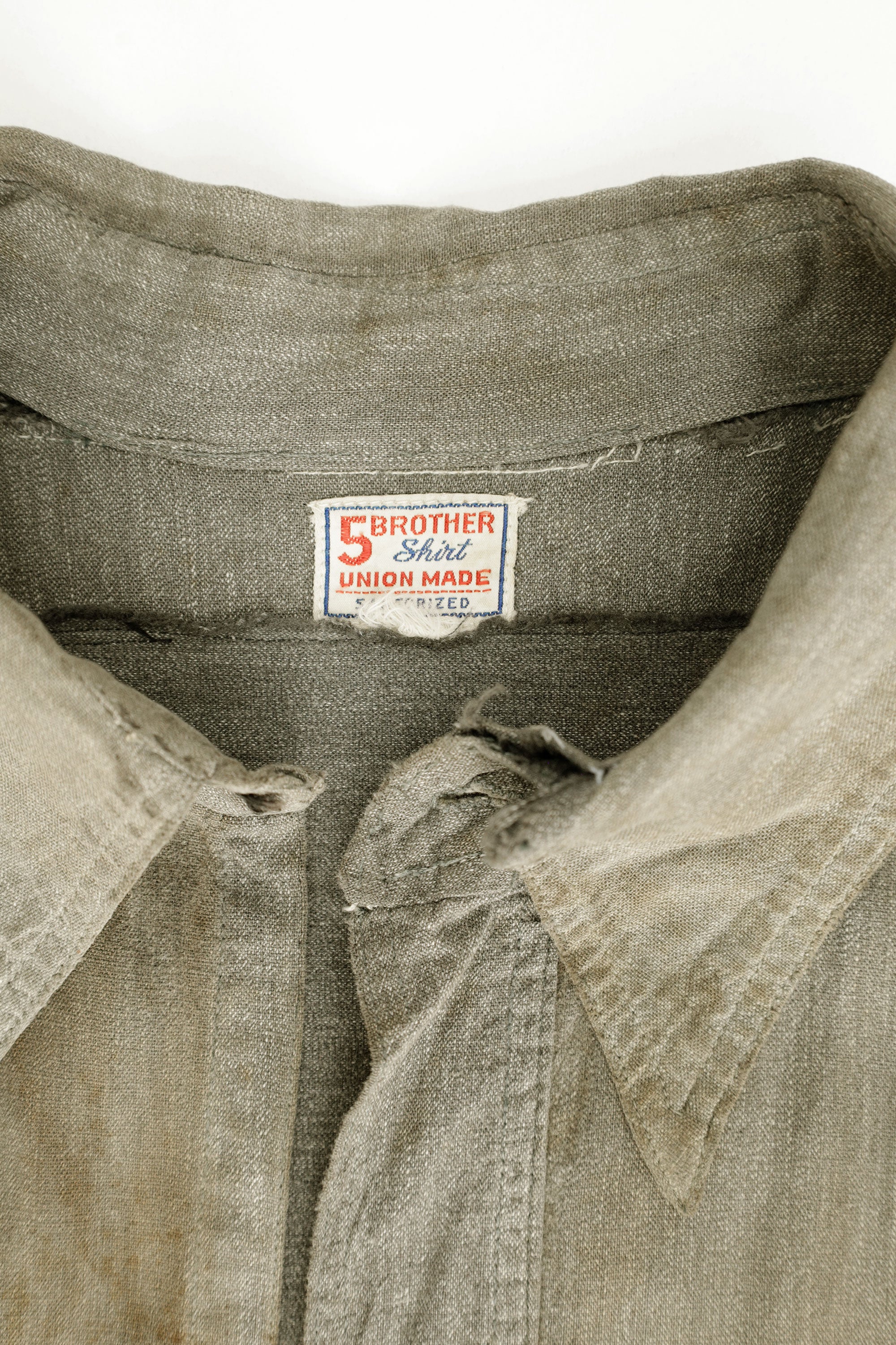 Distressed Black Chambray Work Shirt — 5 Brothers, USA, c.1940s
