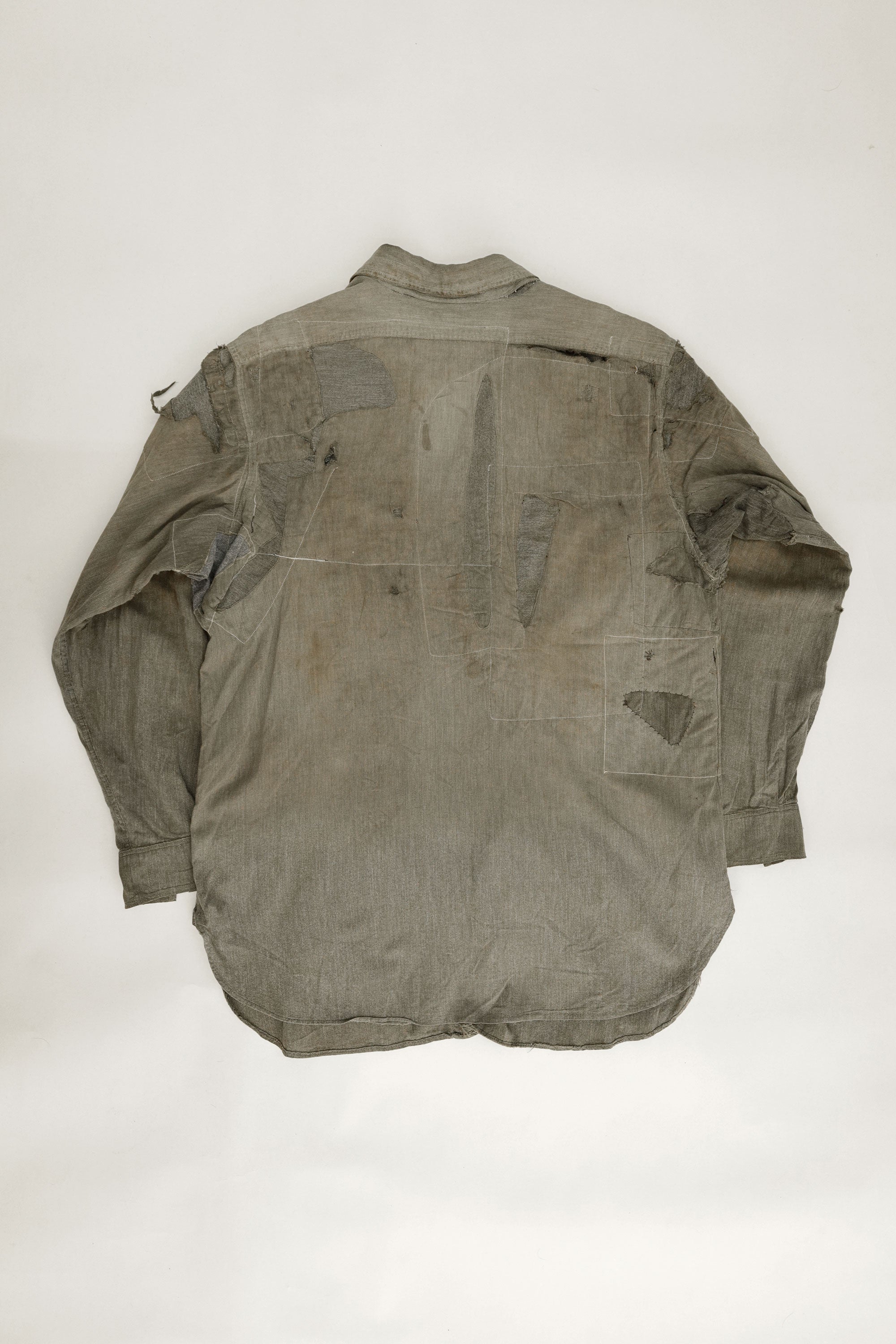 Distressed Black Chambray Work Shirt — 5 Brothers, USA, c.1940s