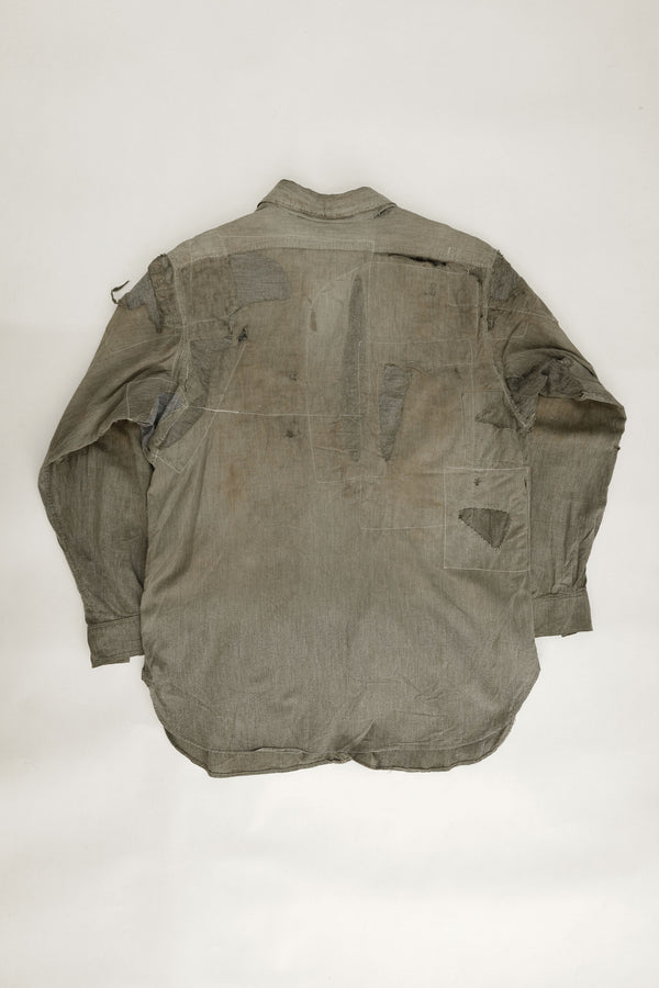 Distressed Black Chambray Work Shirt — 5 Brothers, USA, c.1940s