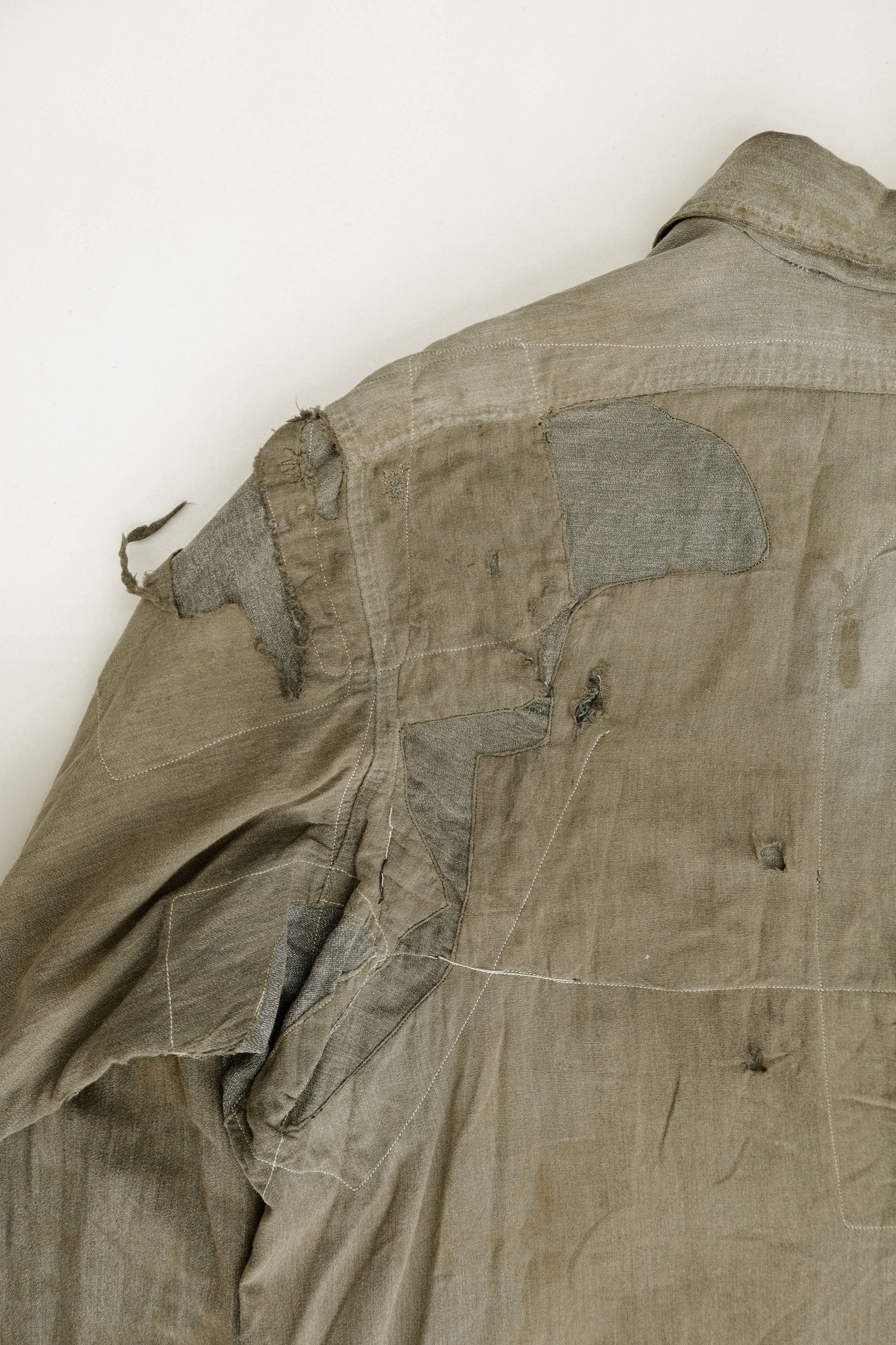 Distressed Black Chambray Work Shirt — 5 Brothers, USA, c.1940s
