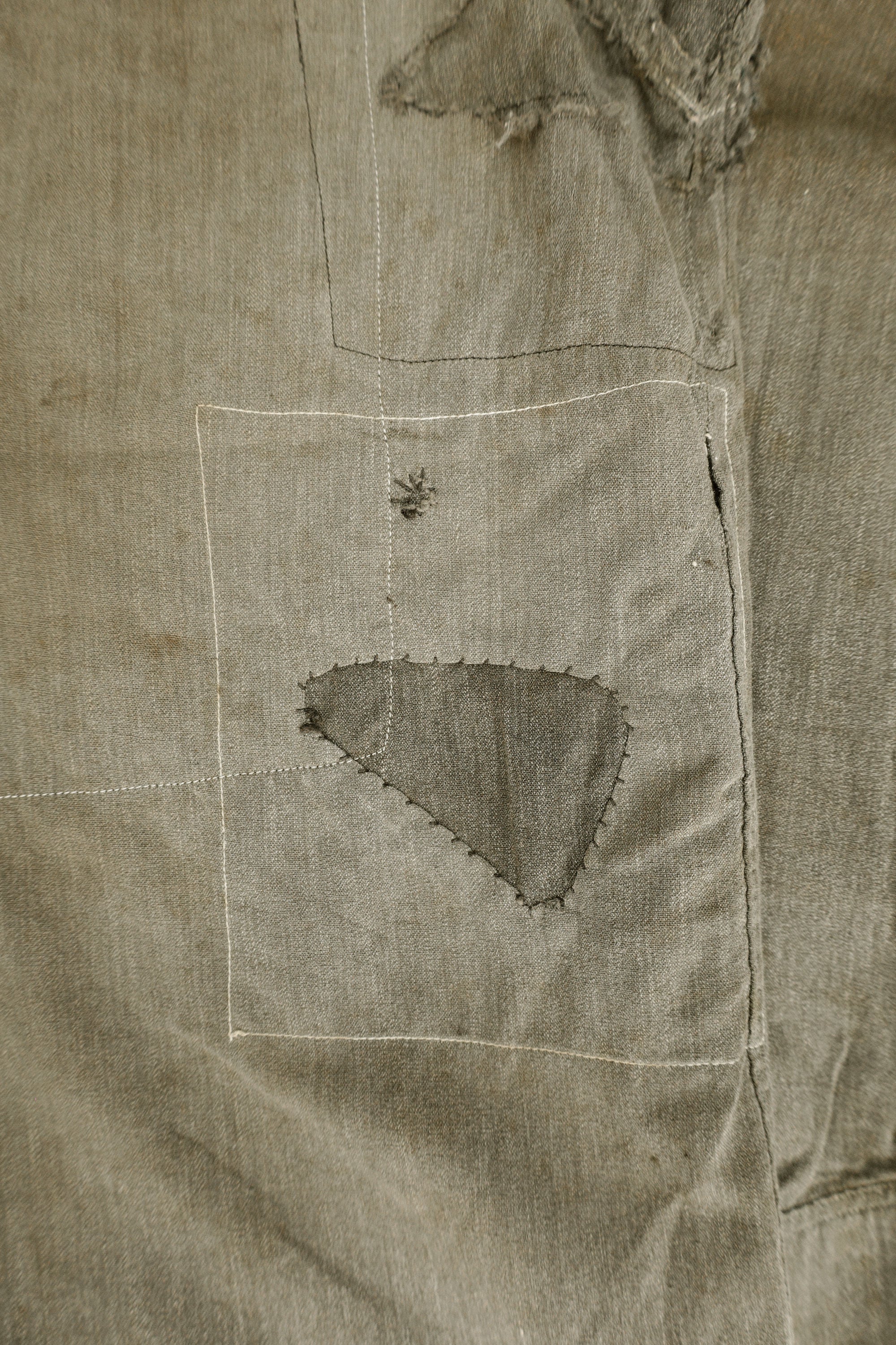 Distressed Black Chambray Work Shirt — 5 Brothers, USA, c.1940s