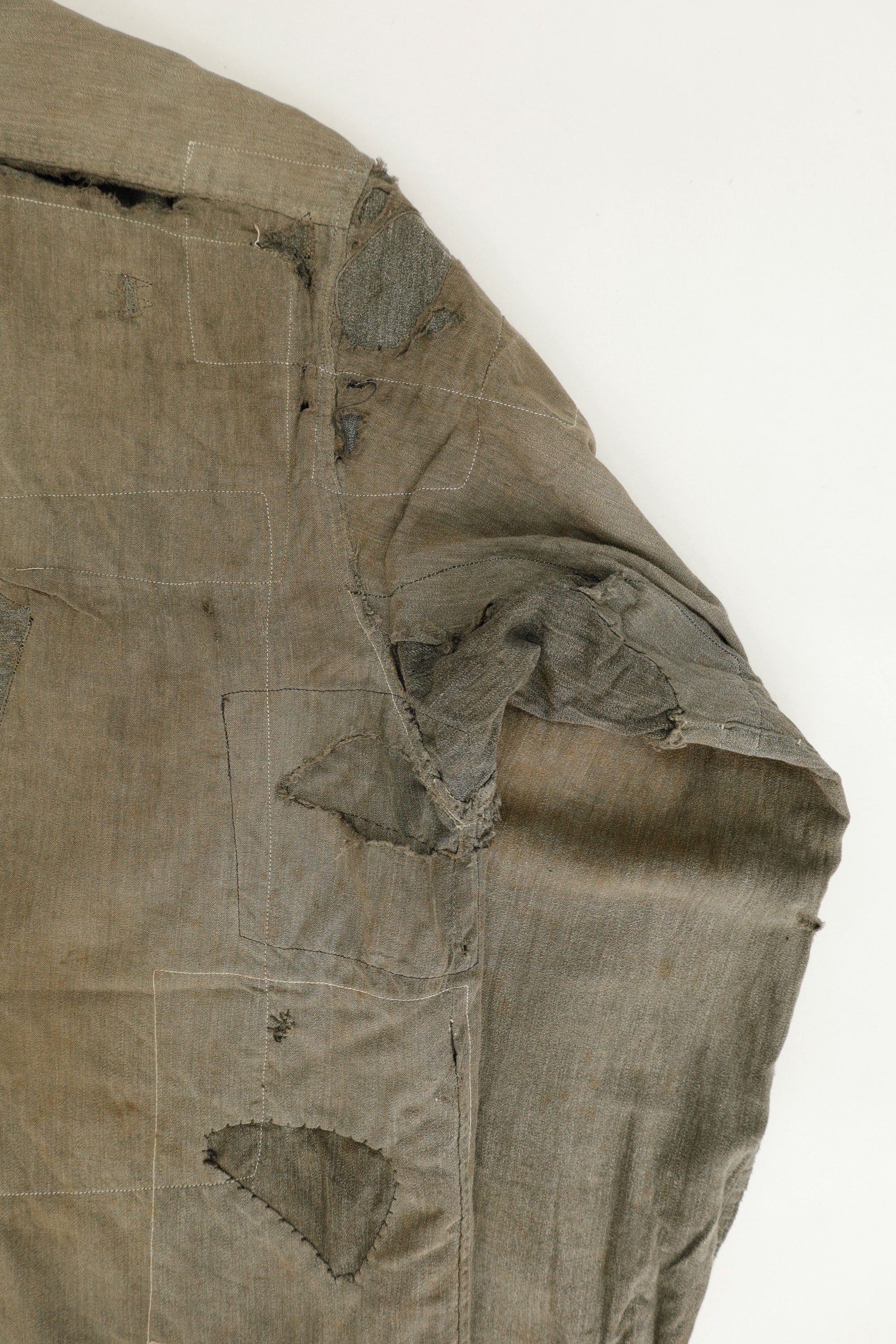 Distressed Black Chambray Work Shirt — 5 Brothers, USA, c.1940s
