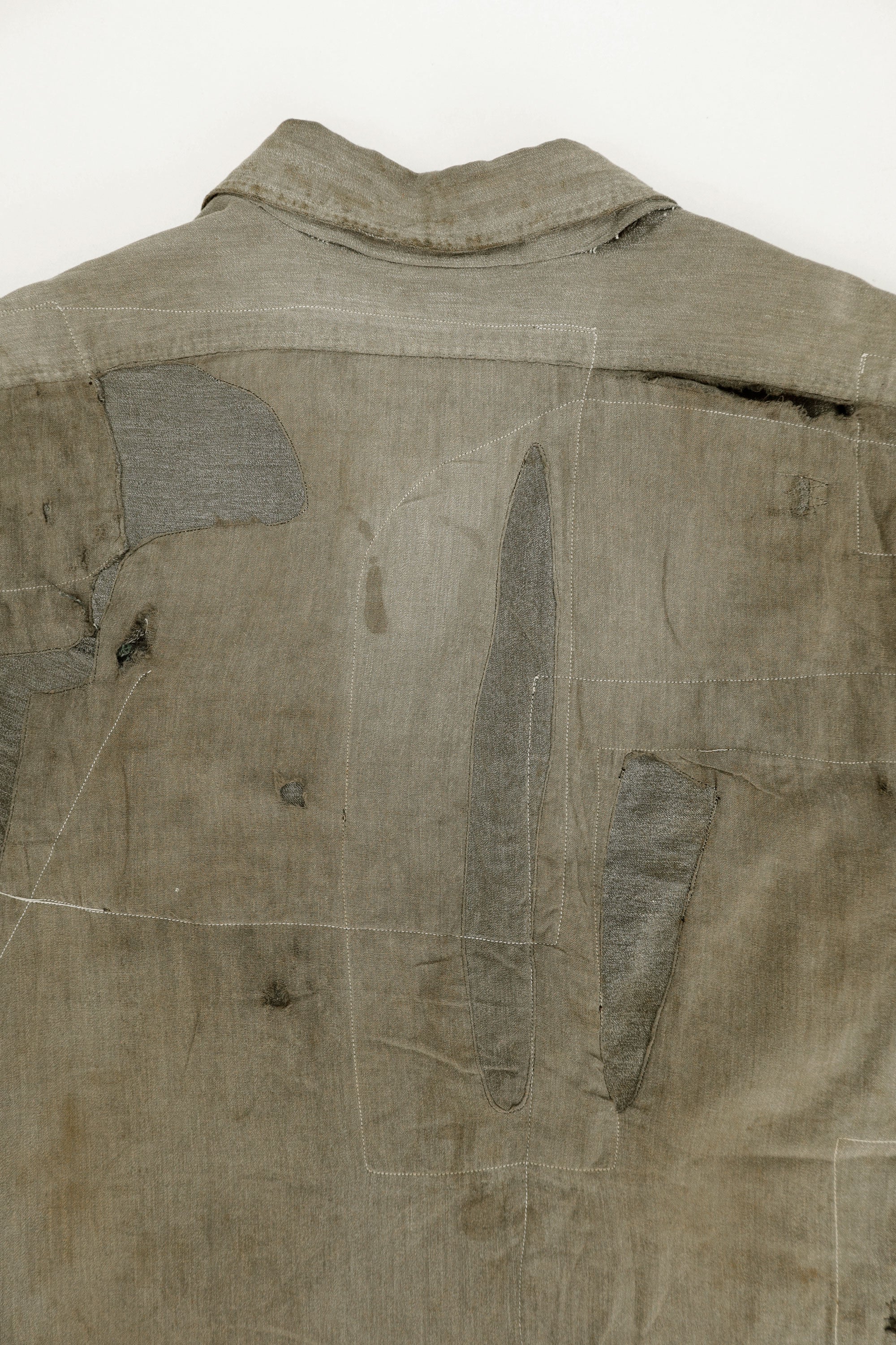 Distressed Black Chambray Work Shirt — 5 Brothers, USA, c.1940s