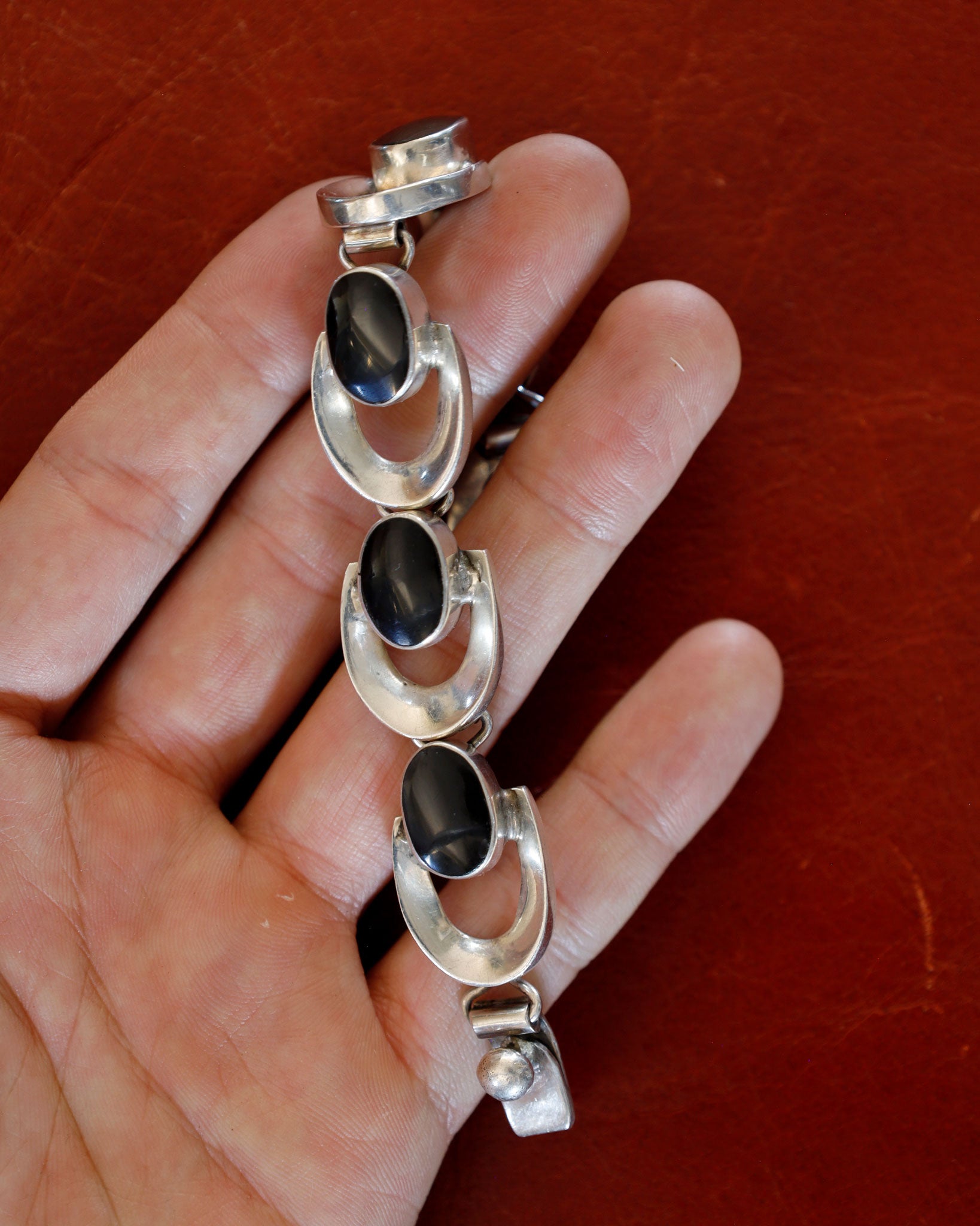 Taxco Onyx Link Silver 950 Bracelet