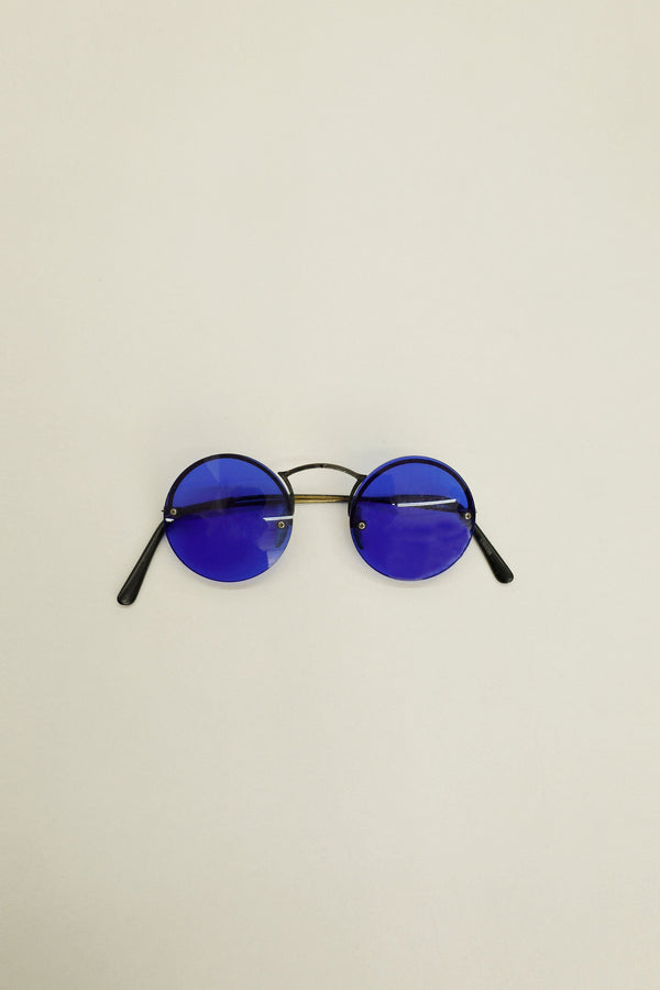 Cobalt Blue Round Sunglass- Taiwan, 1960s