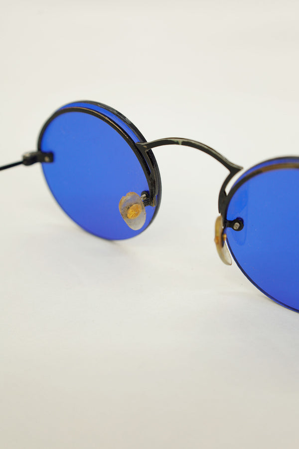 Cobalt Blue Round Sunglass- Taiwan, 1960s