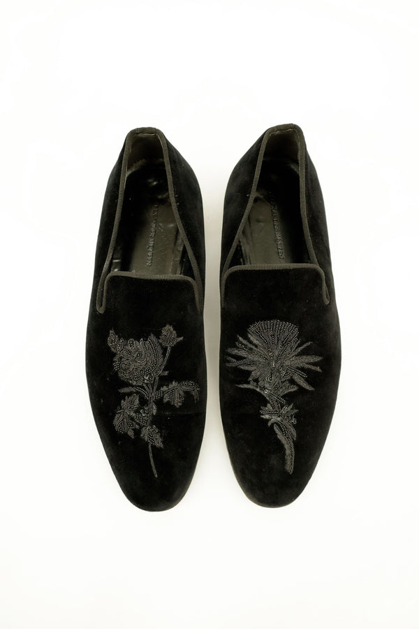 Embroidered Velour Slip-on Dress Shoes - Alexisander Maqueen , 2010s