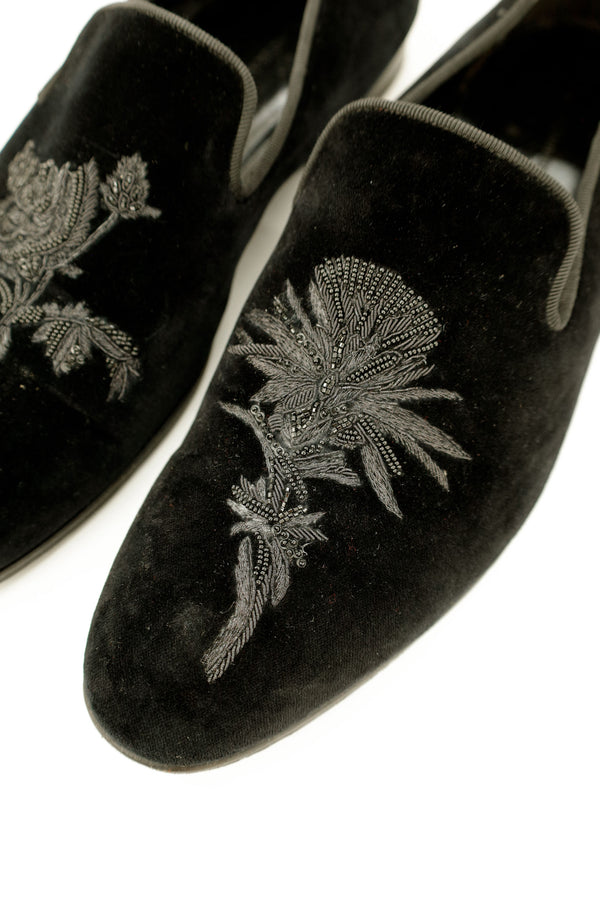 Embroidered Velour Slip-on Dress Shoes - Alexisander Maqueen , 2010s