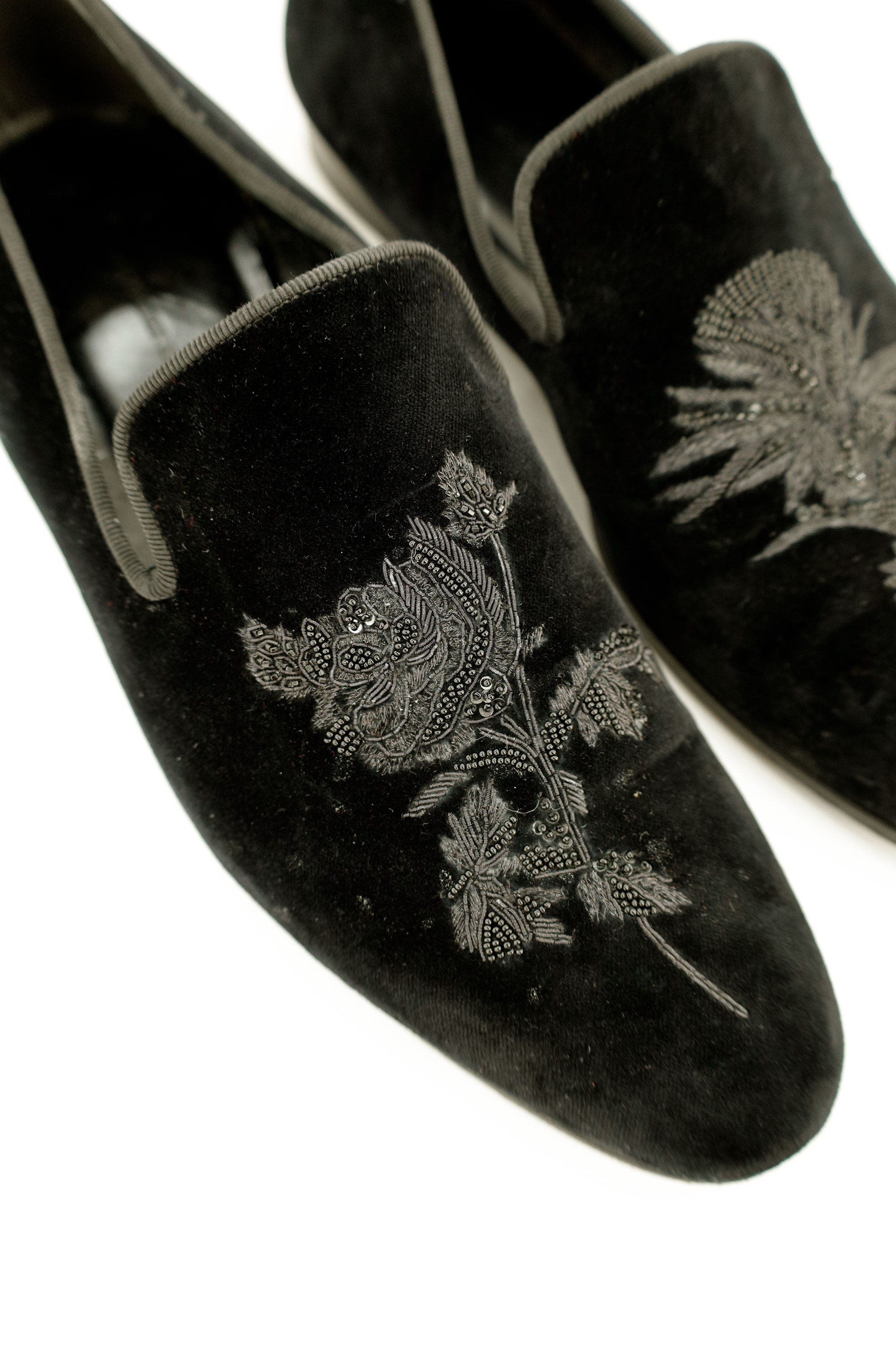 Embroidered Velour Slip-on Dress Shoes - Alexisander Maqueen , 2010s