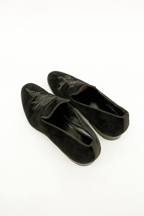 Embroidered Velour Slip-on Dress Shoes - Alexisander Maqueen , 2010s