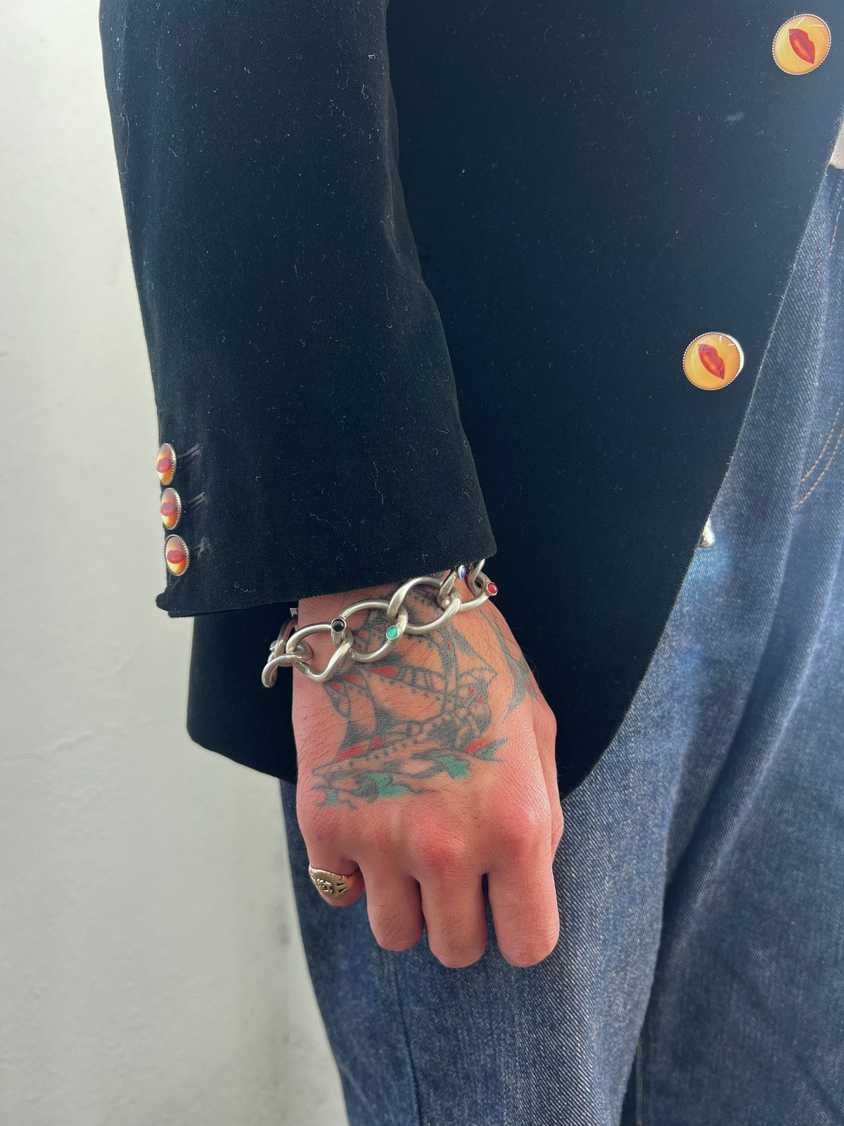 Vintage Taxco Stone Chain Bracelet
