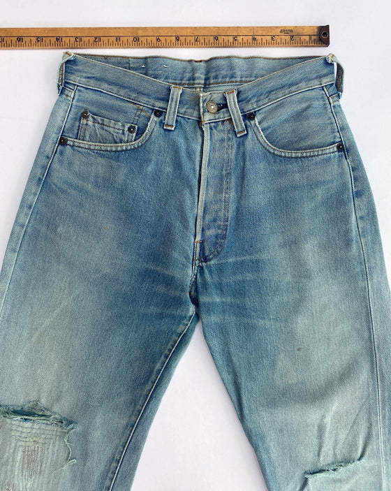 1980's Levi's 501 Selvedge w28 L28 Vintage Redlne Crush Jeans #0907