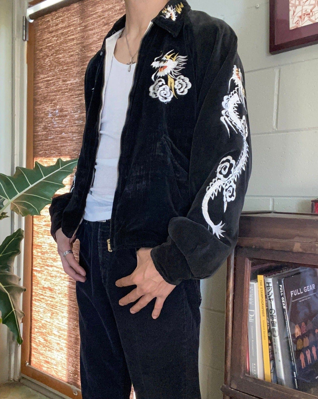 Vintage 50s Souvenir Jacket - Red Velvet & Blue Satin