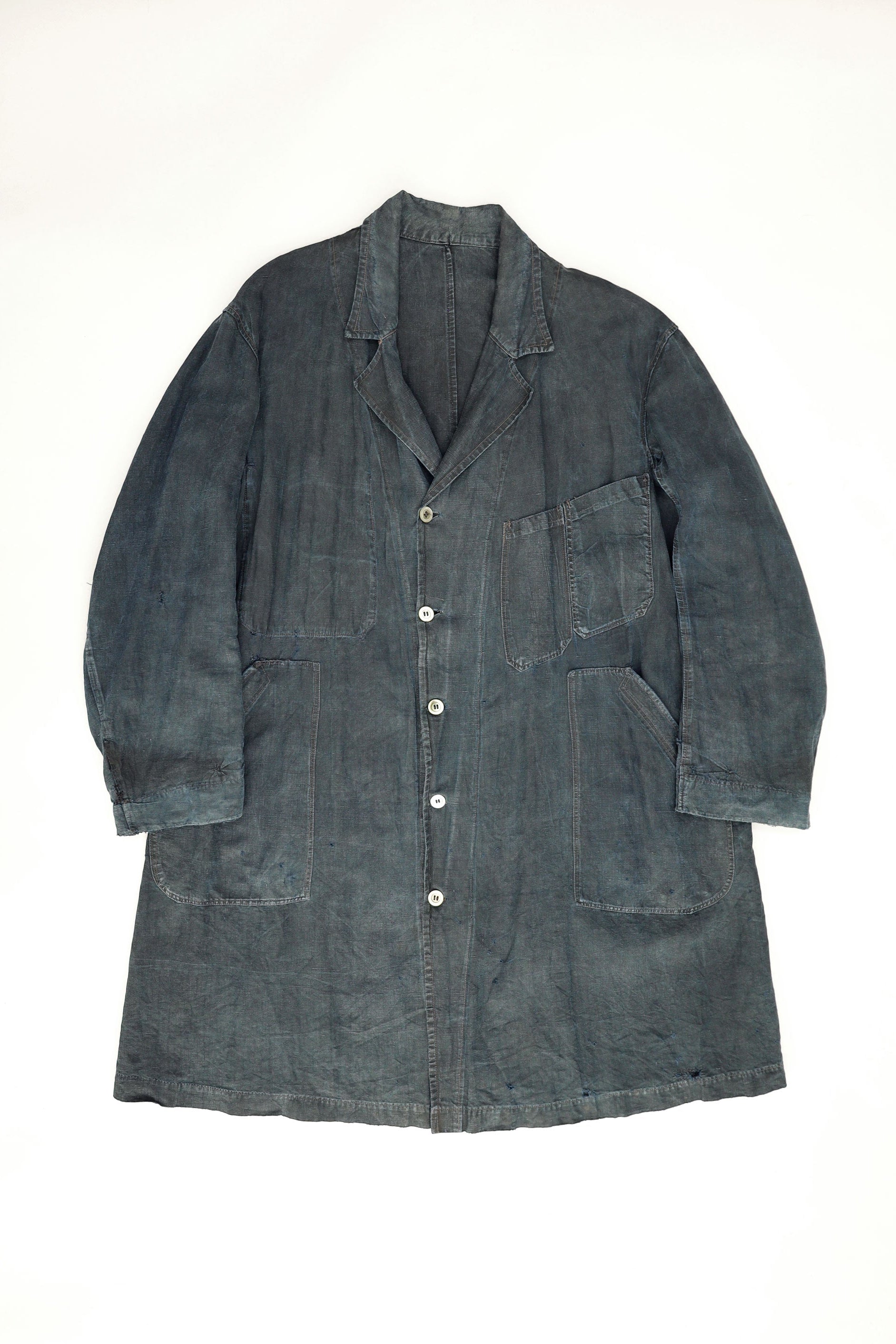 Indigo Linen Atelier Coat  - French, 1930s