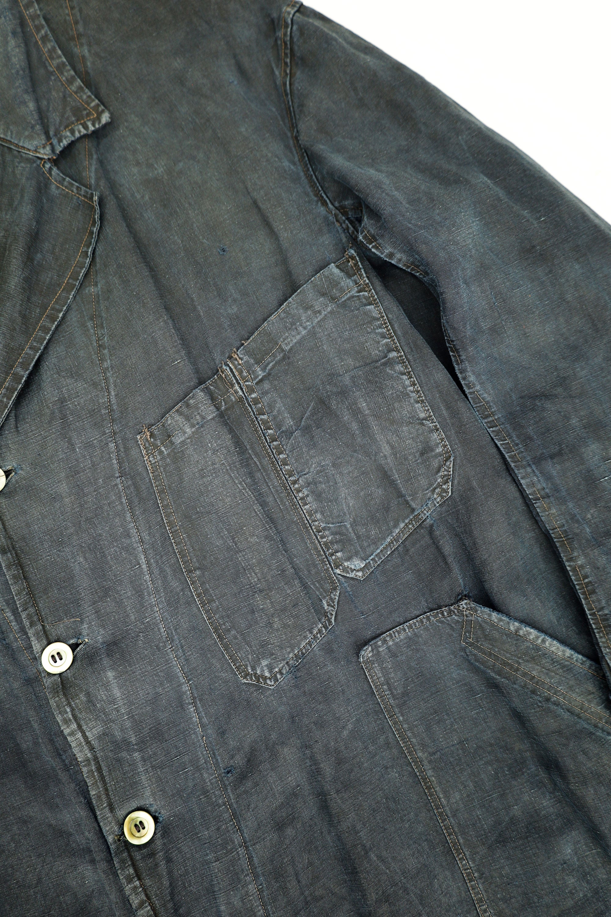 Indigo Linen Atelier Coat  - French, 1930s