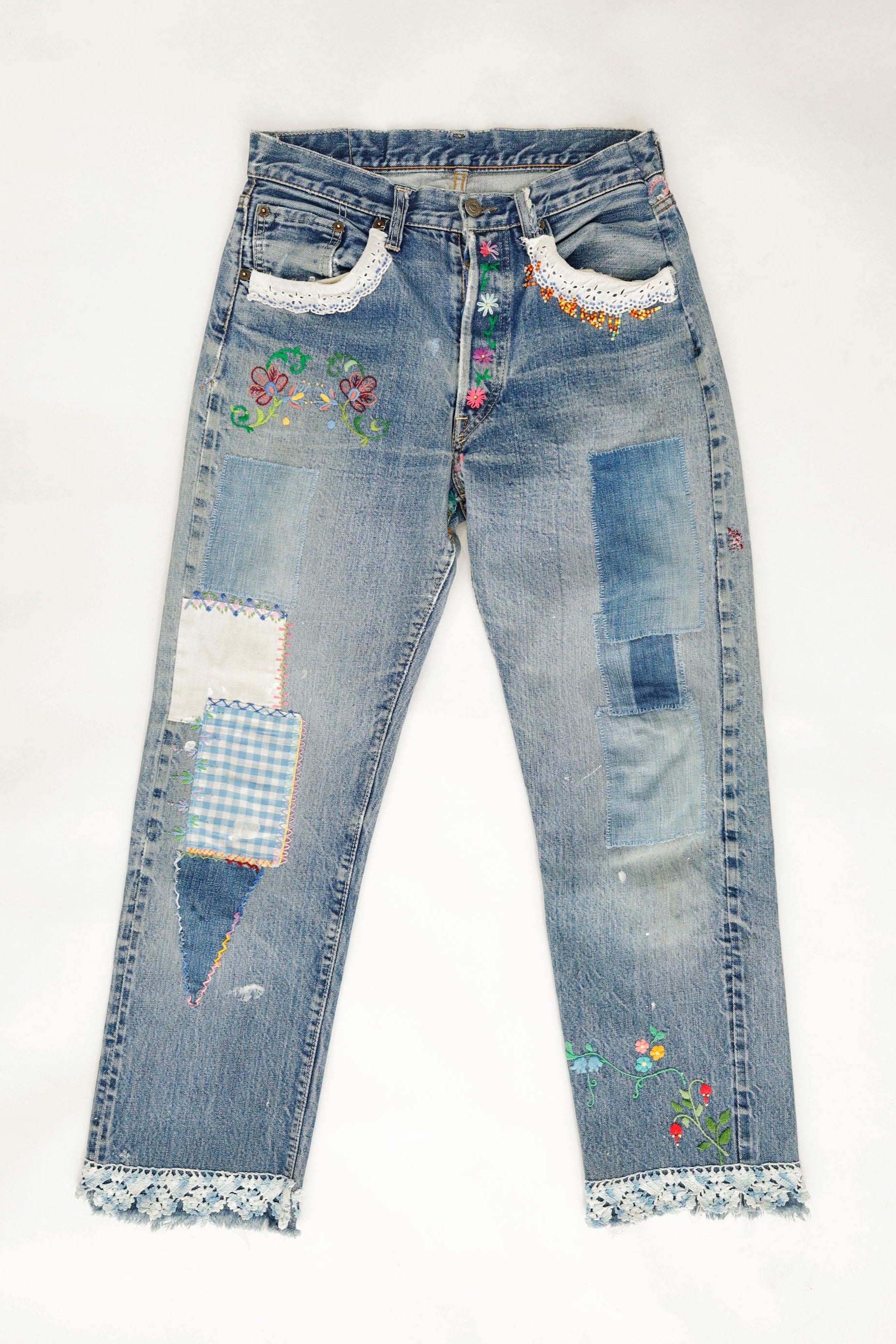 Levi's 501 Embroidered Jeans - Mary Catharine Jonston , 1960s