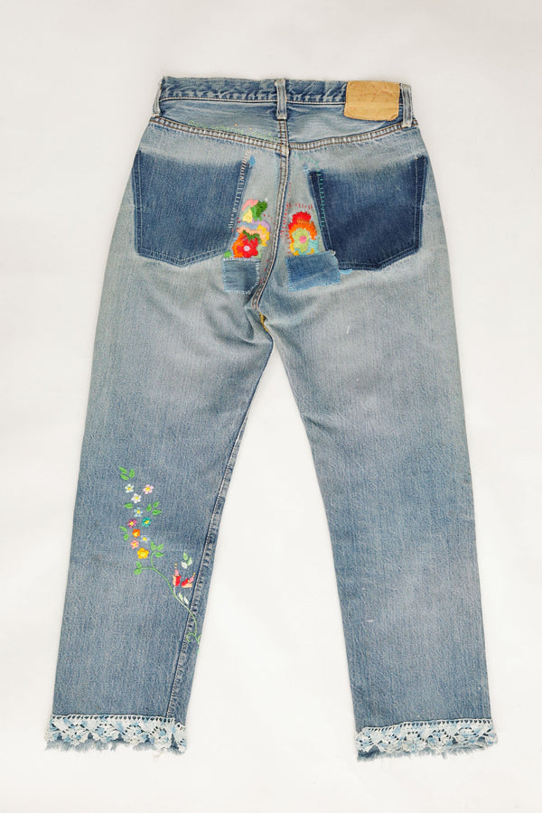 Levi's 501 Embroidered Jeans - Mary Catharine Jonston , 1960s