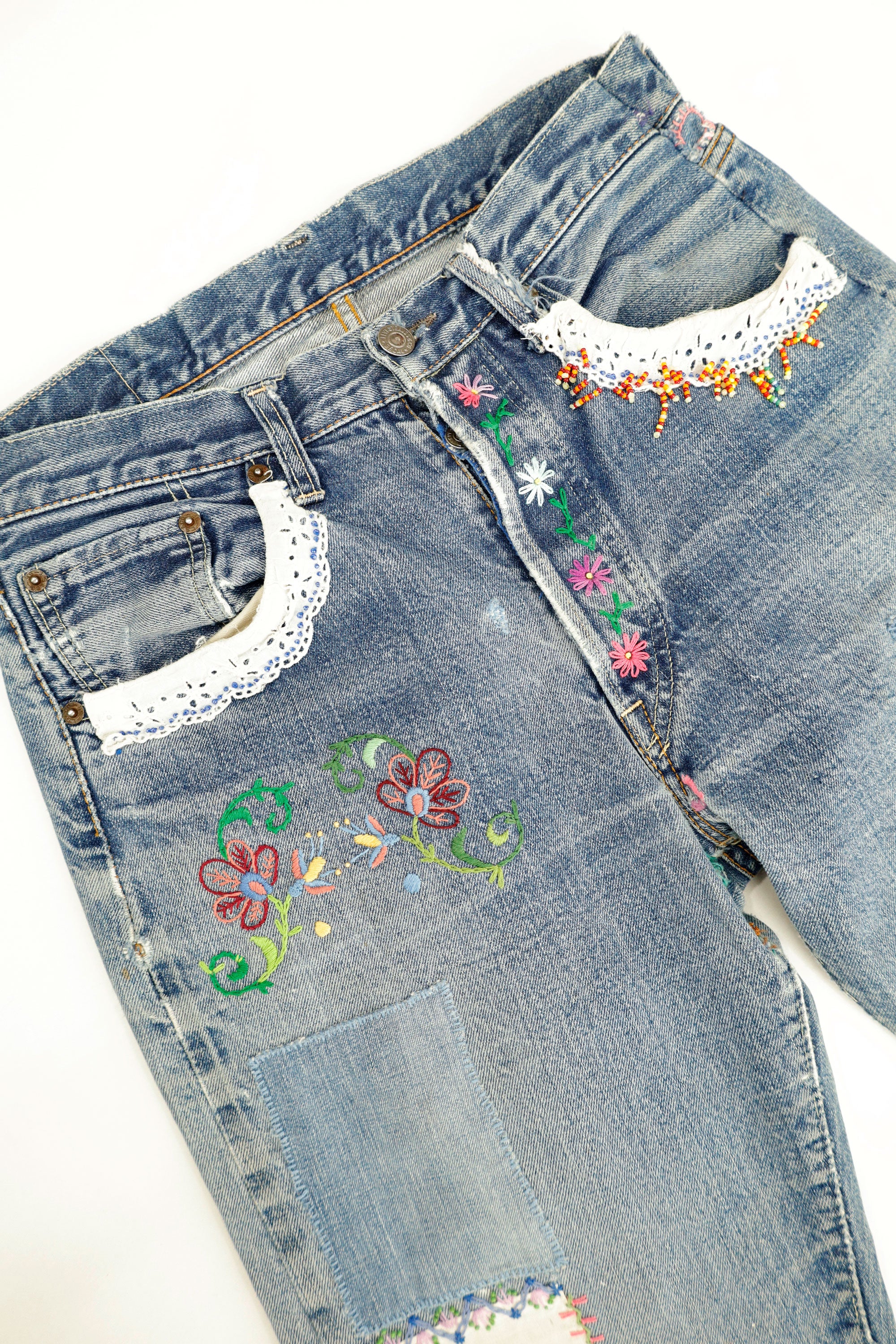Levi's 501 Embroidered Jeans - Mary Catharine Jonston , 1960s