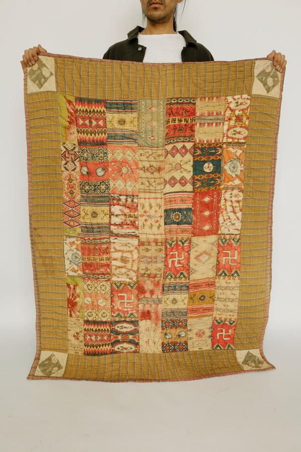 “Four Directions Quilt” – Native Motif Patchwork, c.1930s–40s