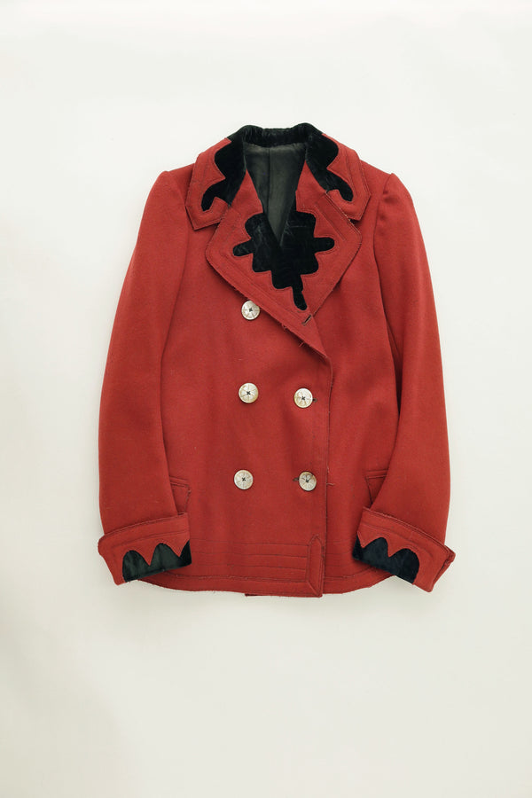 Red Wool and Velvet Tailored Jacket, c.1880s–1890s