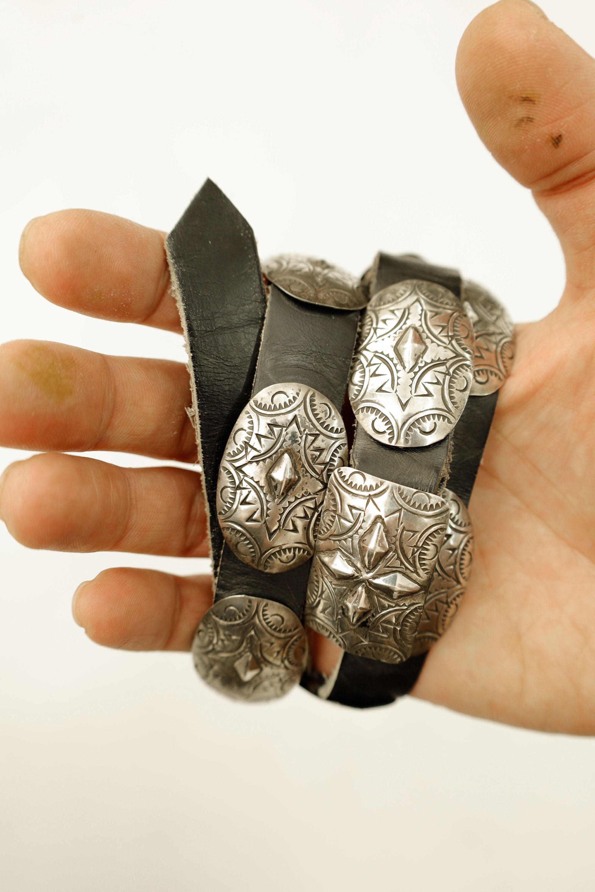 Hand Stamped Navajo Silver Concho Belt - Navajo, 1960s