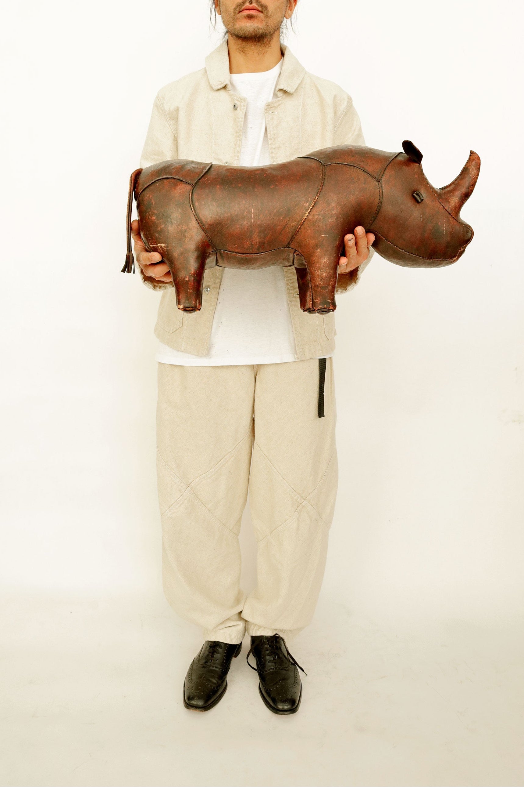 Leather Rhino Footstool – Omersa, c.1960s