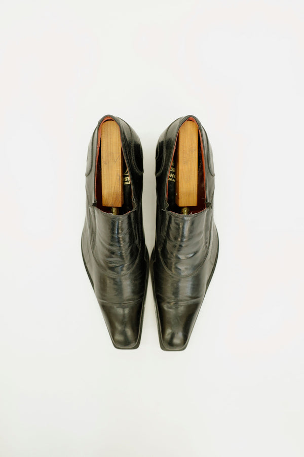 Long-Nose Leather Slip-On Shoes — Ghost, Italy, c.1990s–2000s