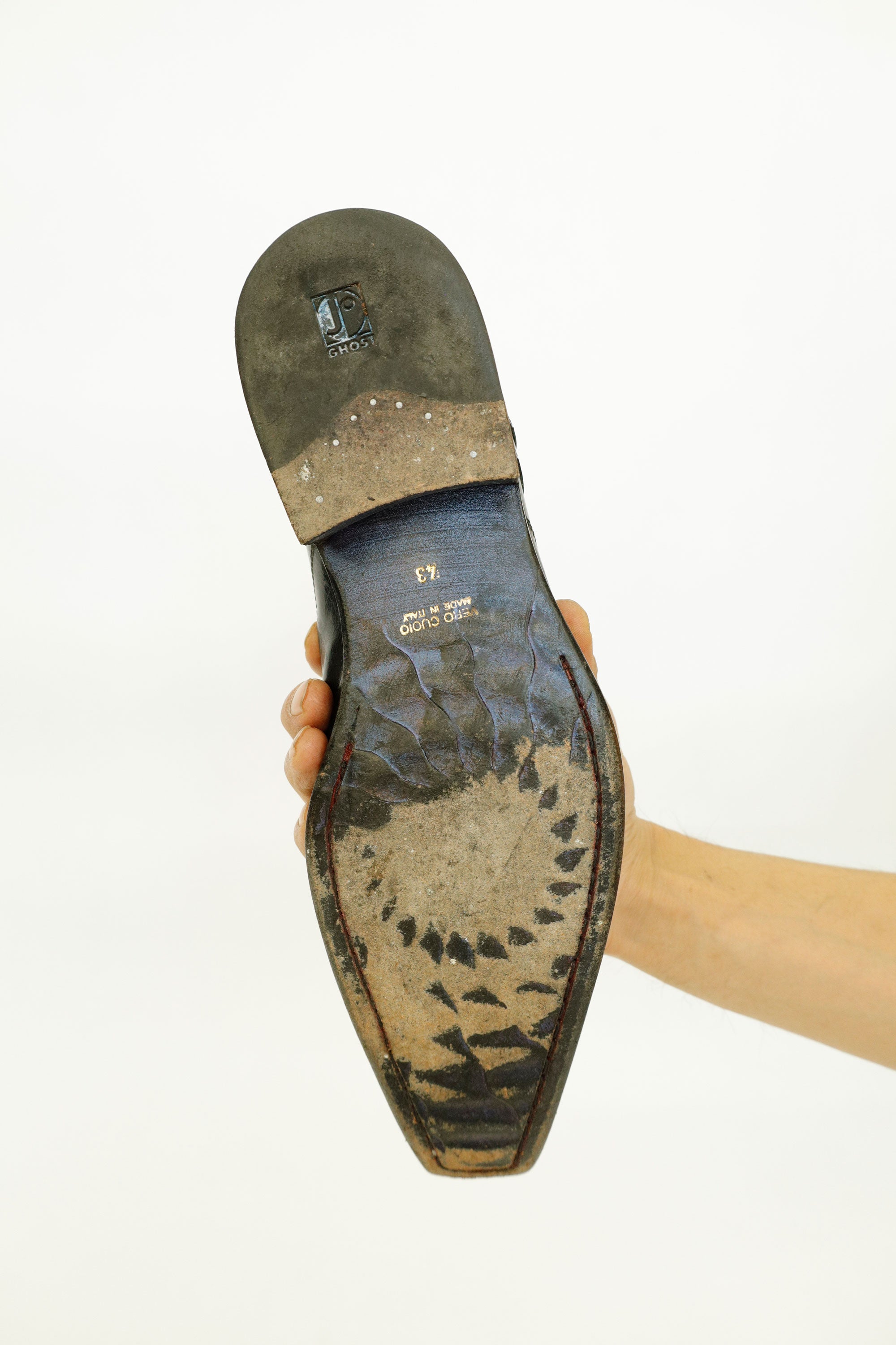 Long-Nose Leather Slip-On Shoes — Ghost, Italy, c.1990s–2000s