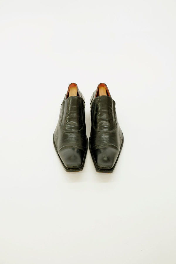 Long-Nose Leather Slip-On Shoes — Ghost, Italy, c.1990s–2000s