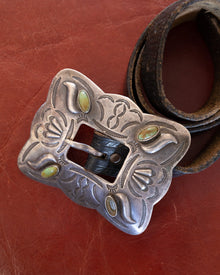  Native American Turquoise Silver Tone Buckle Belt